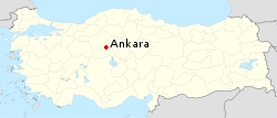 Umístění hlavního města Turecka, Ankary, na mapě Umístění hlavního města Turecka, Ankary, na mapě